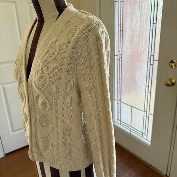 Hazel Moon Cable Knit Button Cardigan Sweater Women's Sz Small Cream Cottagecore - Picture 4 of 10